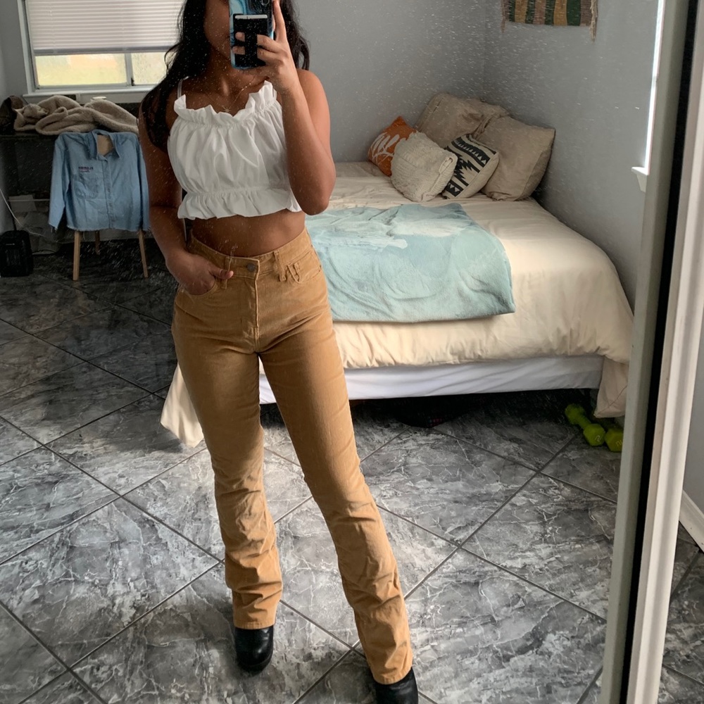 Levis High Rise Corduroy Brown Flare Jeans